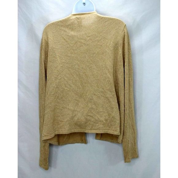 Talbots Cardigan Gold Silk/Angora Blend Metallic Thread Women's Sz 16 NWT - Picture 3 of 11